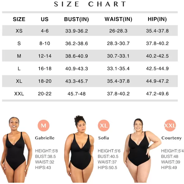Shapewear Bodysuits for Women Tummy Control Body Suits Deep V Neck Thong Body Shaper