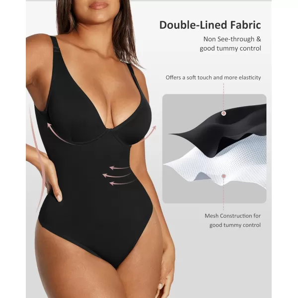 Shapewear Bodysuits for Women Tummy Control Body Suits Deep V Neck Thong Body Shaper