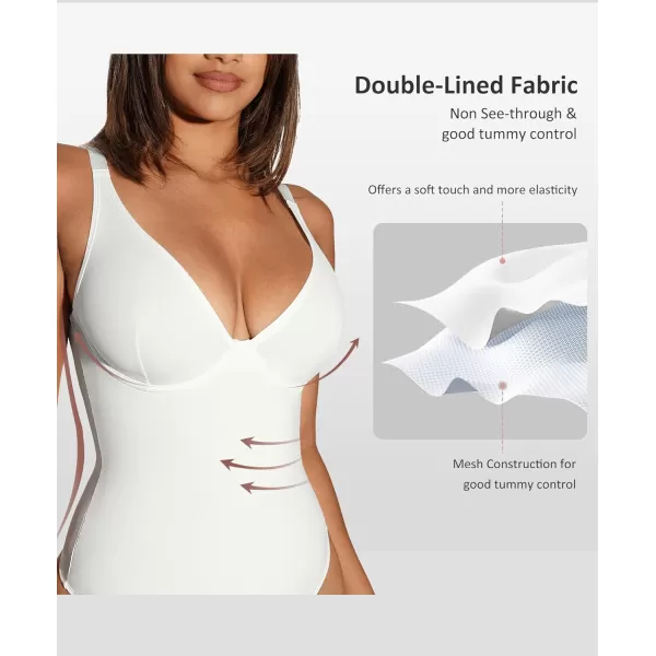 Shapewear Bodysuits for Women Tummy Control Body Suits Deep V Neck Thong Body Shaper