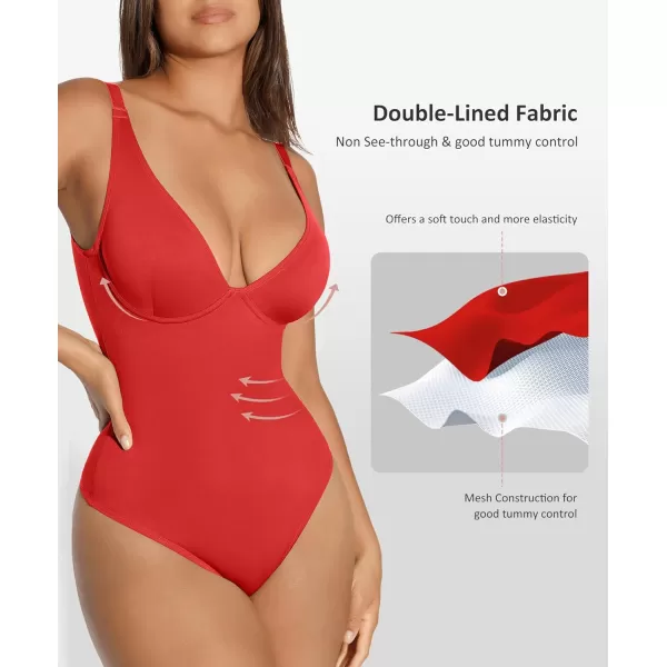 Shapewear Bodysuits for Women Tummy Control Body Suits Deep V Neck Thong Body Shaper