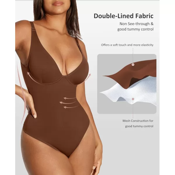 Shapewear Bodysuits for Women Tummy Control Body Suits Deep V Neck Thong Body Shaper