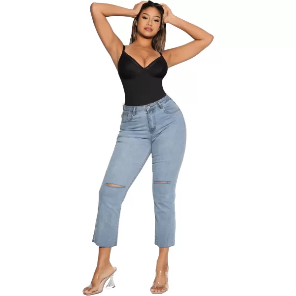 Shapewear Bodysuits for Women Tummy Control Mesh Slimmer Body Suits Deep V Neck Thong Body Shaper 2024
