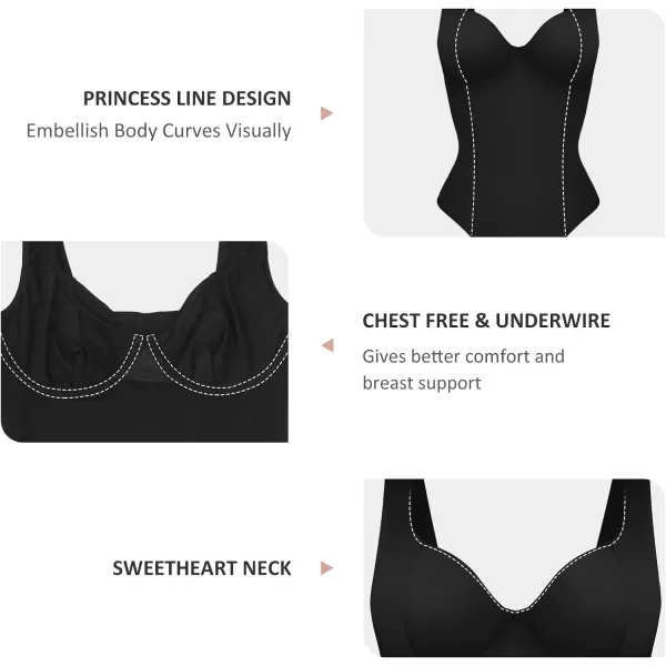 Shapewear Bodysuits for Women Tummy Control Sweetheart Neck Thong Body Suits Corset Tops