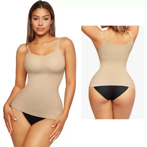 Shapewear Tank Tops for Women Tummy Control Camisoles Seamless Compression Cami Shaper Pack of 2