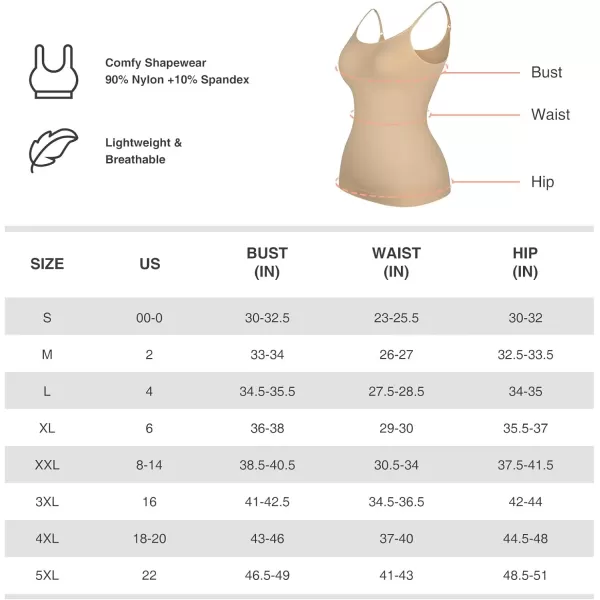 Shapewear Tank Tops for Women Tummy Control Camisoles Seamless Compression Cami Shaper Pack of 2