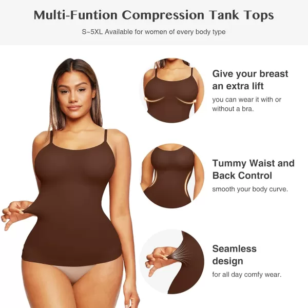 Shapewear Tank Tops for Women Tummy Control Camisoles Seamless Compression Cami Shaper Pack of 2