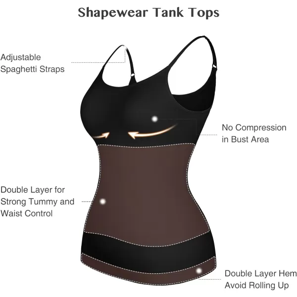 Shapewear Tank Tops for Women Tummy Control Camisoles Seamless Compression Cami Shaper Pack of 2