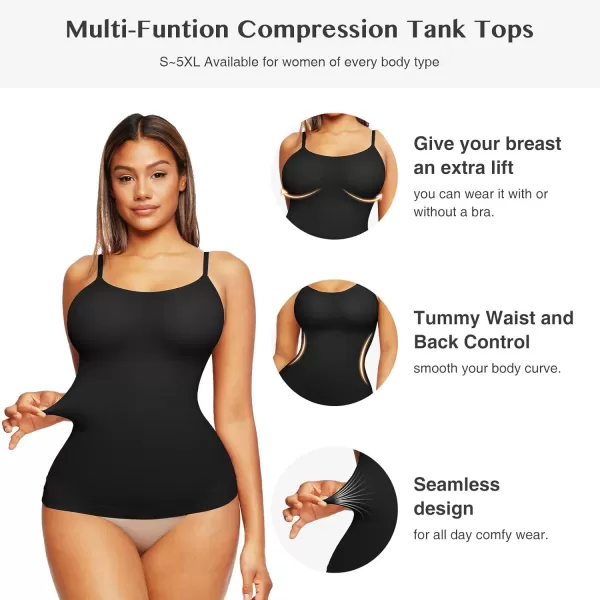 Shapewear Tank Tops for Women Tummy Control Camisoles Seamless Compression Cami Shaper Pack of 2