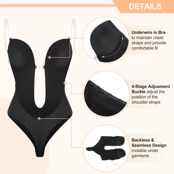 Shapewear for Women Plus Size Backless Built-in Bra Body Shaper Seamless Faja with Open Crotch