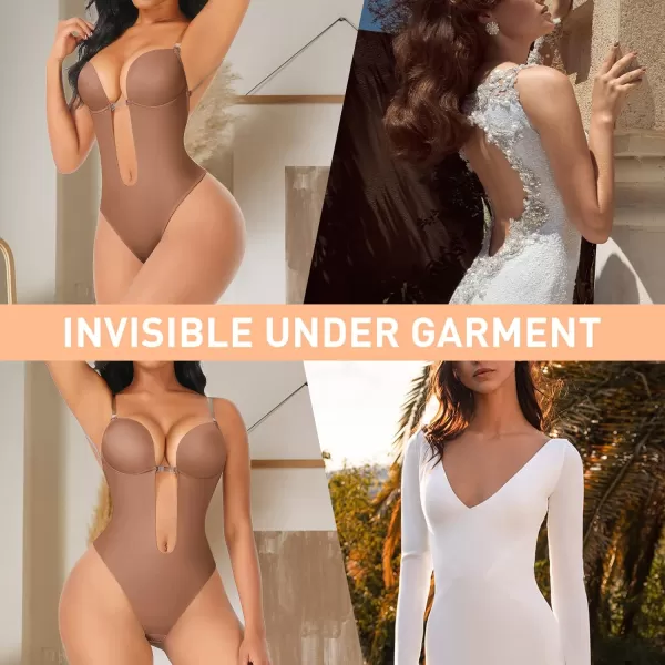 Shapewear for Women Plus Size Backless Built-in Bra Body Shaper Seamless Faja with Open Crotch