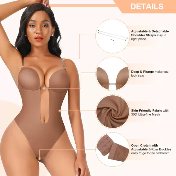 Shapewear for Women Plus Size Backless Built-in Bra Body Shaper Seamless Faja with Open Crotch