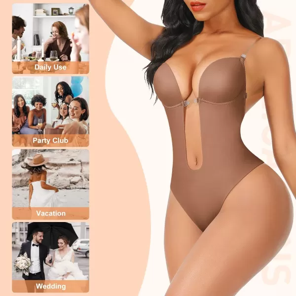 Shapewear for Women Plus Size Backless Built-in Bra Body Shaper Seamless Faja with Open Crotch