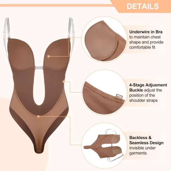 Shapewear for Women Plus Size Backless Built-in Bra Body Shaper Seamless Faja with Open Crotch