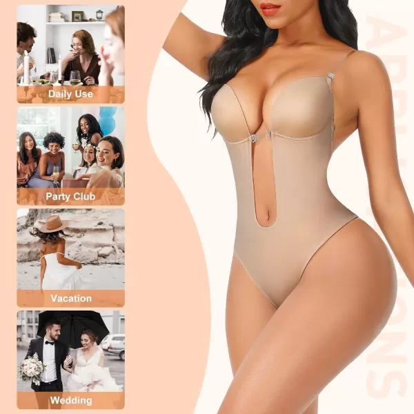 Shapewear for Women Plus Size Backless Built-in Bra Body Shaper Seamless Faja with Open Crotch