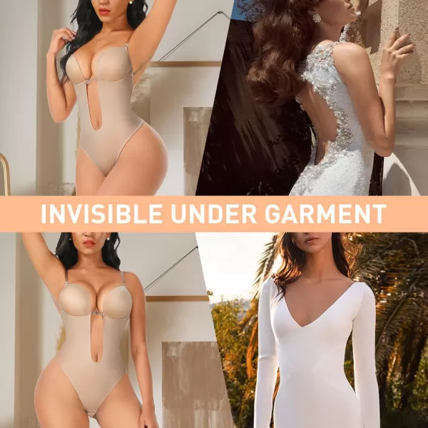 Shapewear for Women Plus Size Backless Built-in Bra Body Shaper Seamless Faja with Open Crotch