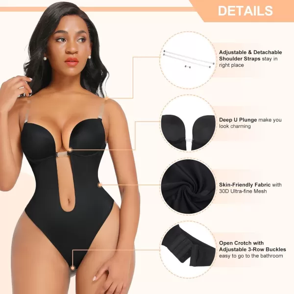 Shapewear for Women Plus Size Backless Built-in Bra Body Shaper Seamless Faja with Open Crotch