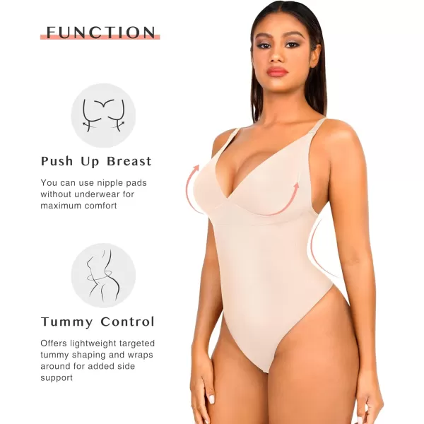 Shapewear for Women Tummy Control Bodysuit Thong Seamless Body Shaper Backless