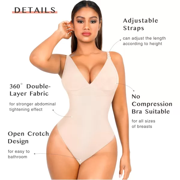 Shapewear for Women Tummy Control Bodysuit Thong Seamless Body Shaper Backless
