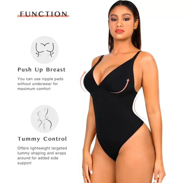 Shapewear for Women Tummy Control Bodysuit Thong Seamless Body Shaper Backless