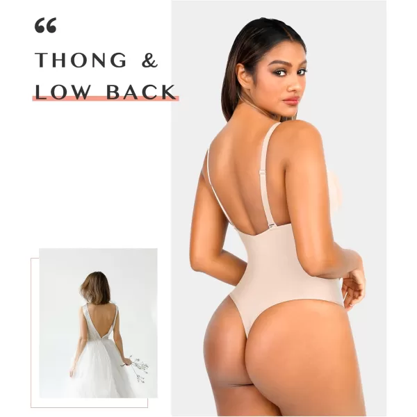 Shapewear for Women Tummy Control Bodysuit Thong Seamless Body Shaper Backless