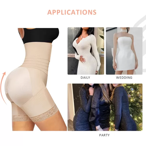 Shapewear for Women Tummy Control Faja Butt Lifter Body Shaper Thigh Slimmer Shorts with Removable Waist Wrap