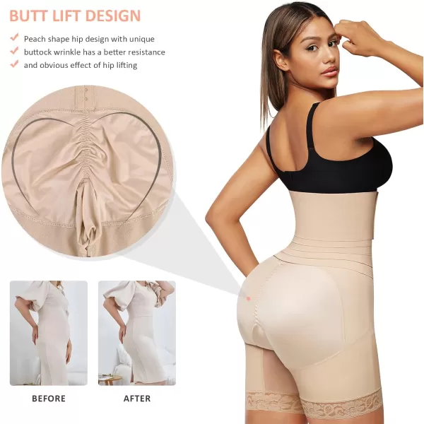 Shapewear for Women Tummy Control Faja Butt Lifter Body Shaper Thigh Slimmer Shorts with Removable Waist Wrap