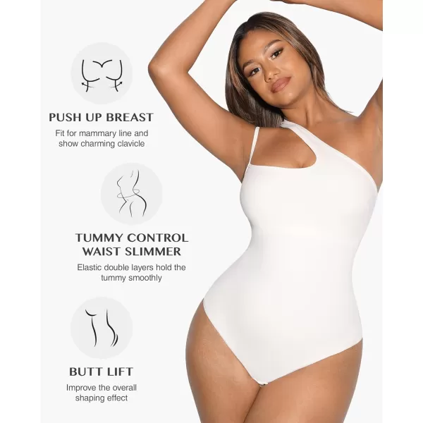 Sleeveless Thong Bodysuit for Women One Shoulder Cutout Front Tummy Control Body Suit Tank Tops