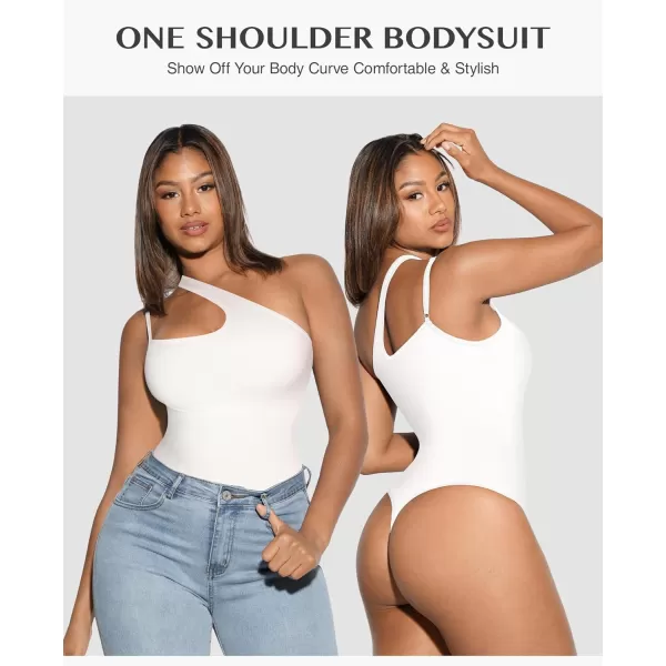 Sleeveless Thong Bodysuit for Women One Shoulder Cutout Front Tummy Control Body Suit Tank Tops