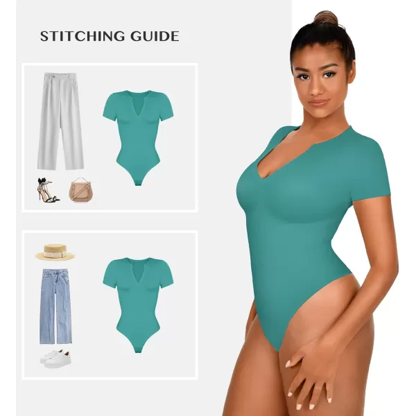 Square Neck Bodysuit for Women Short Sleeve/Sleeveless Tummy Control Slimming Bodysuit Going Out Tank Tops