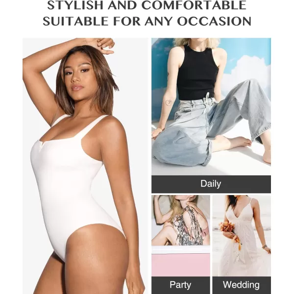 Square Neck Bodysuit for Women Short Sleeve/Sleeveless Tummy Control Slimming Bodysuit Going Out Tank Tops