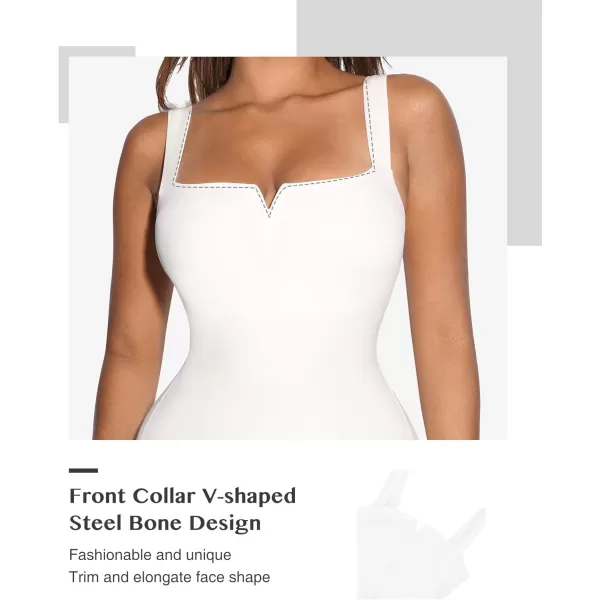 Square Neck Bodysuit for Women Short Sleeve/Sleeveless Tummy Control Slimming Bodysuit Going Out Tank Tops