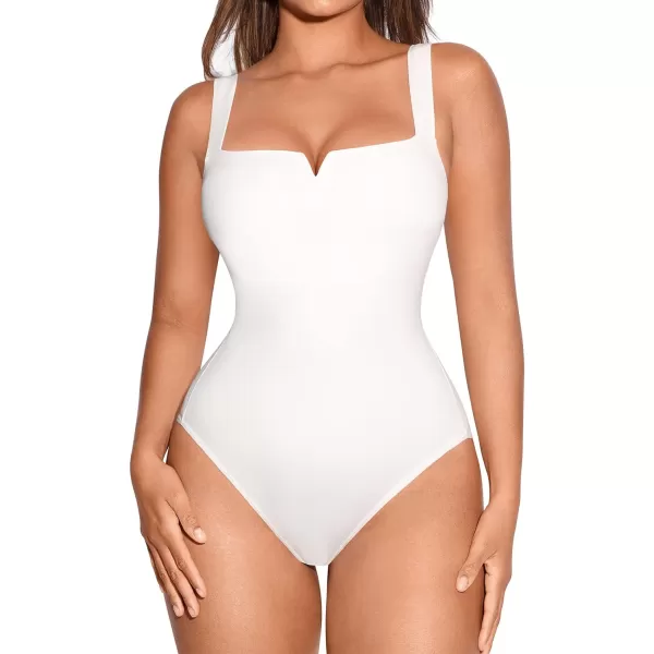 Square Neck Bodysuit for Women Short Sleeve/Sleeveless Tummy Control Slimming Bodysuit Going Out Tank Tops
