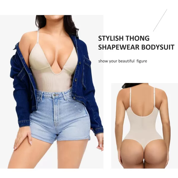 Thong Shapewear Bodysuit for Women Tummy Control Body Shaper U Plunge Fajas Colombianas Waist Trainer Corset