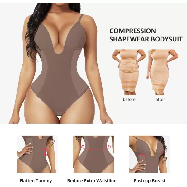 Thong Shapewear Bodysuit for Women Tummy Control Body Shaper U Plunge Fajas Colombianas Waist Trainer Corset