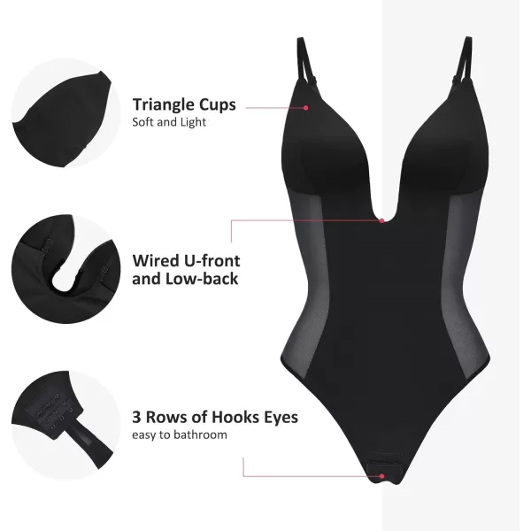 Thong Shapewear Bodysuit for Women Tummy Control Body Shaper U Plunge Fajas Colombianas Waist Trainer Corset