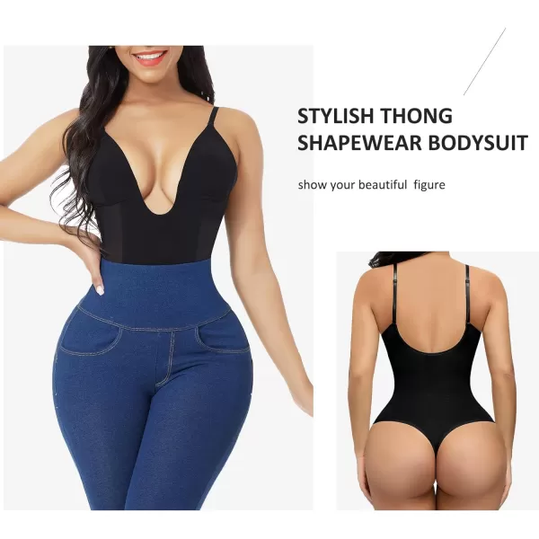 Thong Shapewear Bodysuit for Women Tummy Control Body Shaper U Plunge Fajas Colombianas Waist Trainer Corset