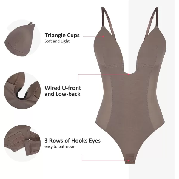 Thong Shapewear Bodysuit for Women Tummy Control Body Shaper U Plunge Fajas Colombianas Waist Trainer Corset