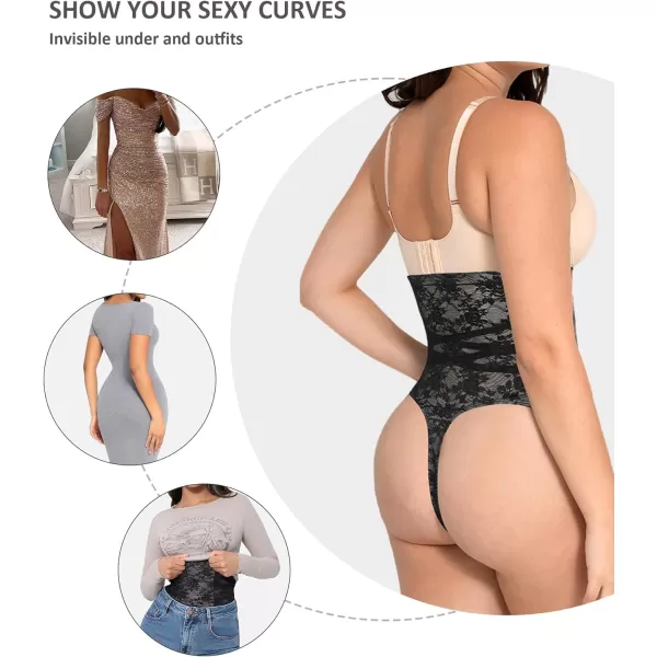 Thong Shapewear Tummy Control High Waist Slimming Body Shaper Briefs Lace Faja Panties Girdle for Women