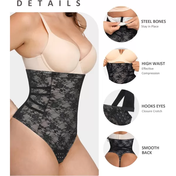 Thong Shapewear Tummy Control High Waist Slimming Body Shaper Briefs Lace Faja Panties Girdle for Women