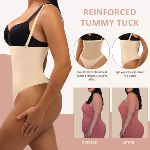Thong Shapewear for Women Tummy Control Seamless Body Shaper High Waisted Panties Slimming Underwear