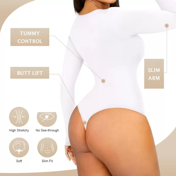 Tummy Control Bodysuit for WomenThong Seamless Long Sleeve Shapewear for Women-2024 Shirt Tops