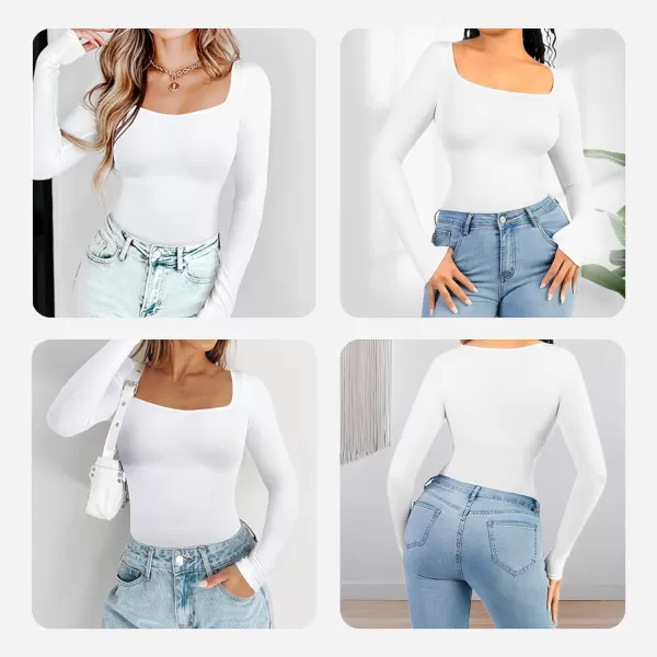 Tummy Control Bodysuit for WomenThong Seamless Long Sleeve Shapewear for Women-2024 Shirt Tops