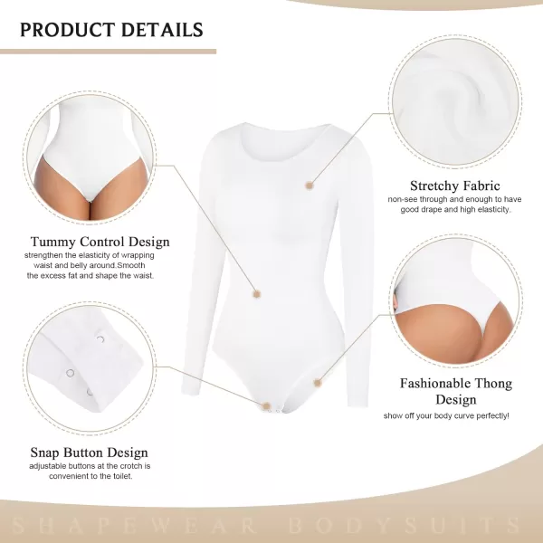 Tummy Control Bodysuit for WomenThong Seamless Long Sleeve Shapewear for Women-2024 Shirt Tops