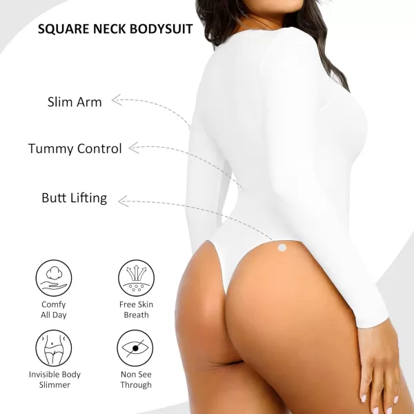 Tummy Control Bodysuit for WomenThong Seamless Long Sleeve Shapewear for Women-2024 Shirt Tops