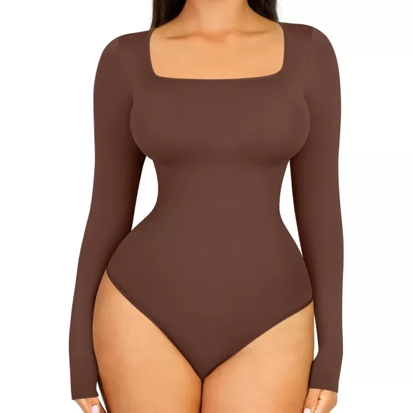 Tummy Control Bodysuit for WomenThong Seamless Long Sleeve Shapewear for Women-2024 Shirt Tops