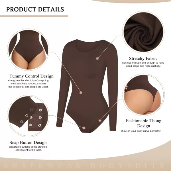 Tummy Control Bodysuit for WomenThong Seamless Long Sleeve Shapewear for Women-2024 Shirt Tops