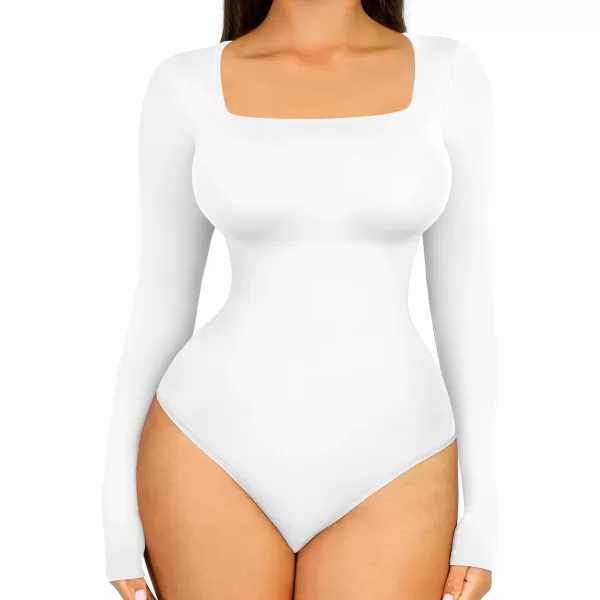 Tummy Control Bodysuit for WomenThong Seamless Long Sleeve Shapewear for Women-2024 Shirt Tops