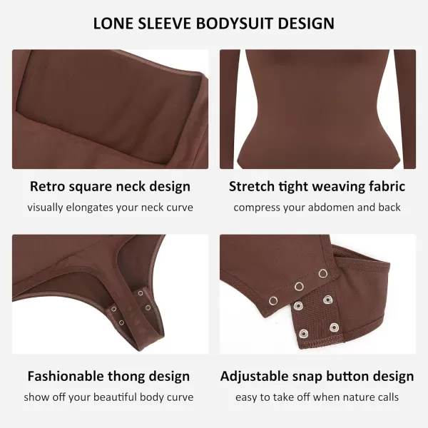 Tummy Control Bodysuit for WomenThong Seamless Long Sleeve Shapewear for Women-2024 Shirt Tops