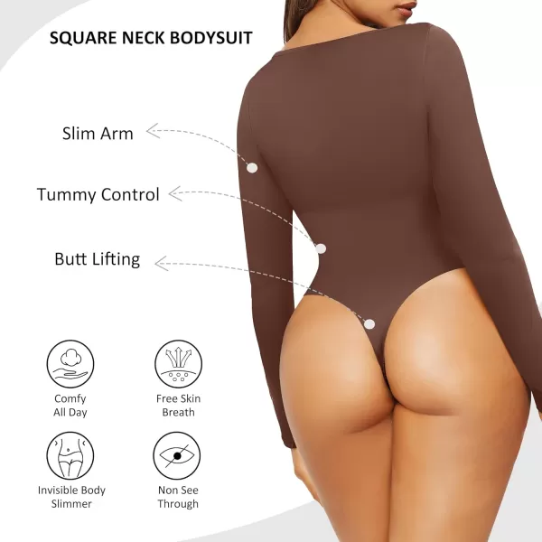 Tummy Control Bodysuit for WomenThong Seamless Long Sleeve Shapewear for Women-2024 Shirt Tops