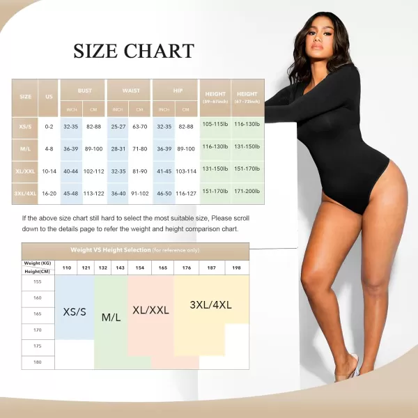 Tummy Control Bodysuit for WomenThong Seamless Long Sleeve Shapewear for Women-2024 Shirt Tops